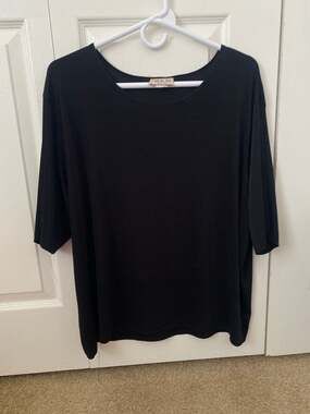 MKM Designs Black Elbow Sleeve Knit Scoop Neck Top